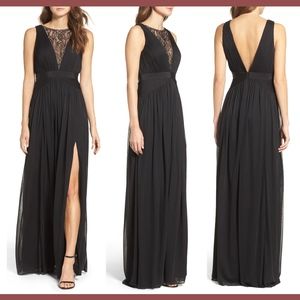 NEW $178 Adrianna Papell Tulle & Lace Gown in Black [SZ 4‎ ]